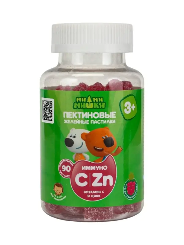 Витамины для детей МИ-МИ-МИШКИ c витамином С и цинком вкус виноград 90 шт по 2 г
