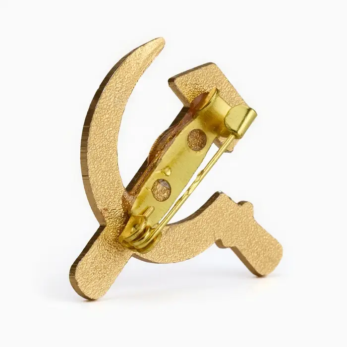 Значок &laquo;Серп и молот&raquo;, 3 см, цвет красный в золоте