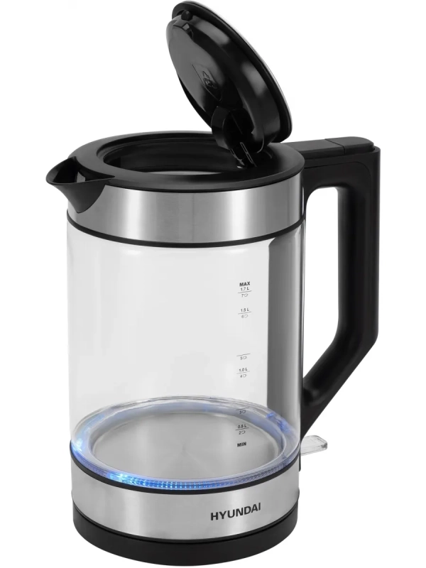 Чайник HYK-G3509 1.7л. 2200Вт черный прозрачный