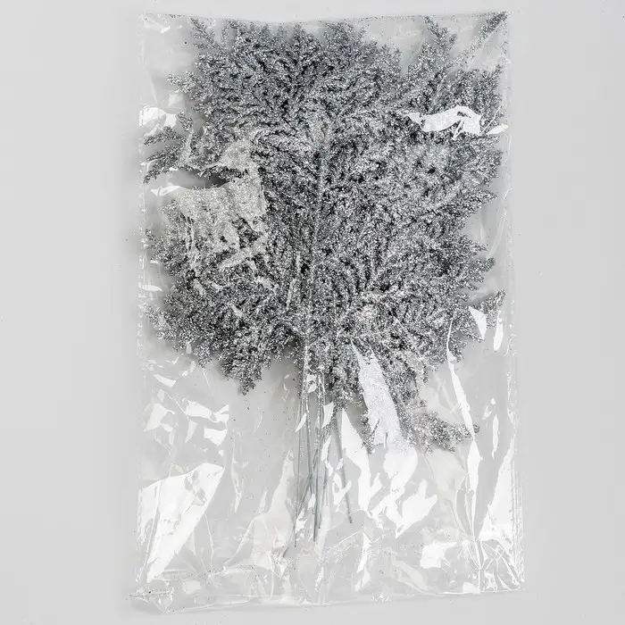 Декоративная веточка &laquo;Изумление&raquo; в серебрянном цвете, 0,3 &times; 12 &times; 28 см