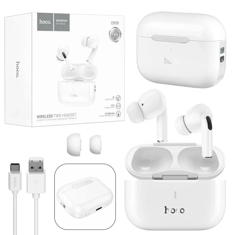 Гарнитура EW59 Bluetooth True Wireless Stereo Headset HOCO белая