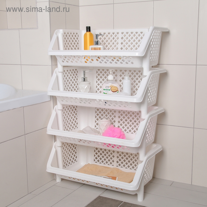Этажерка напольная 4-х секционная &laquo;Универсал&raquo;, цвет белый