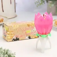 Свеча для торта музыкальная &laquo;Тюльпан&raquo;, розовая, 12&times;5 см