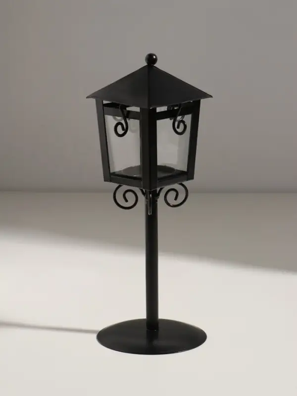 Подсвечник металл 1 свеча "Фонарь" черный 24х9х9 см