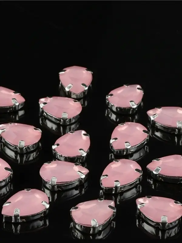 Стразы пришивные &laquo;Капля&raquo;, в цапах, 10&times;14 мм, 20 шт., розовые