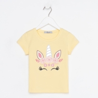 Футболка для девочки, цвет жёлтый, рост 128