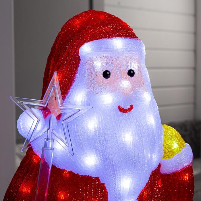 Светодиодная фигура &laquo;Дед Мороз&raquo; 30 &times; 80 &times; 40 см, акрил, 40 LED, 8 режимов, 24 В, свечение белое