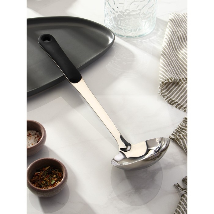 Половник из нержавеющей стали Доляна Home, 90 мл, 34&times;10 см, толщина 3 мм, цвет серебряный