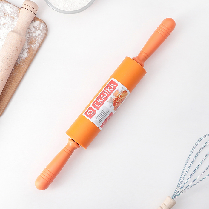 Скалка Доляна &laquo;Севилья&raquo;, 43&times;5 см, рабочая часть 19,5 см, цвет МИКС