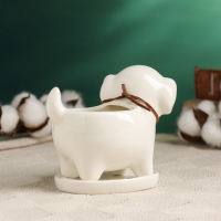 Горшок "Щенок" белый, 13х7х10см