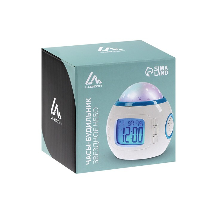 Будильник Luazon LB-10 "Звездное небо", часы, 8 мелодий, белый