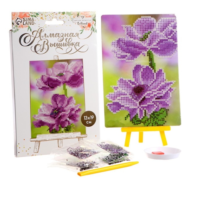 Алмазная мозаика с частичным заполнением на подставке &laquo;Цветы&raquo;, 13 х 19 см, картон