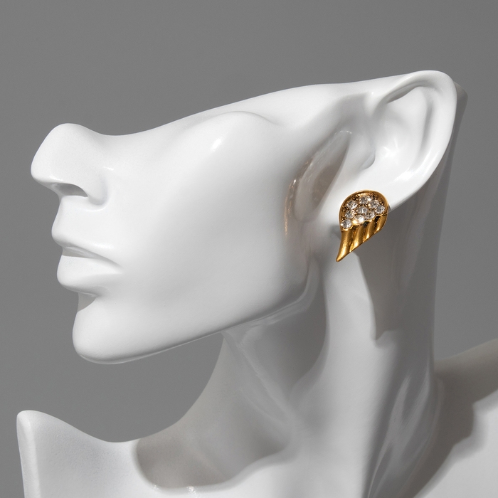 Серьги &laquo;Крылья&raquo; ангела, цвет белый в чернёном золоте