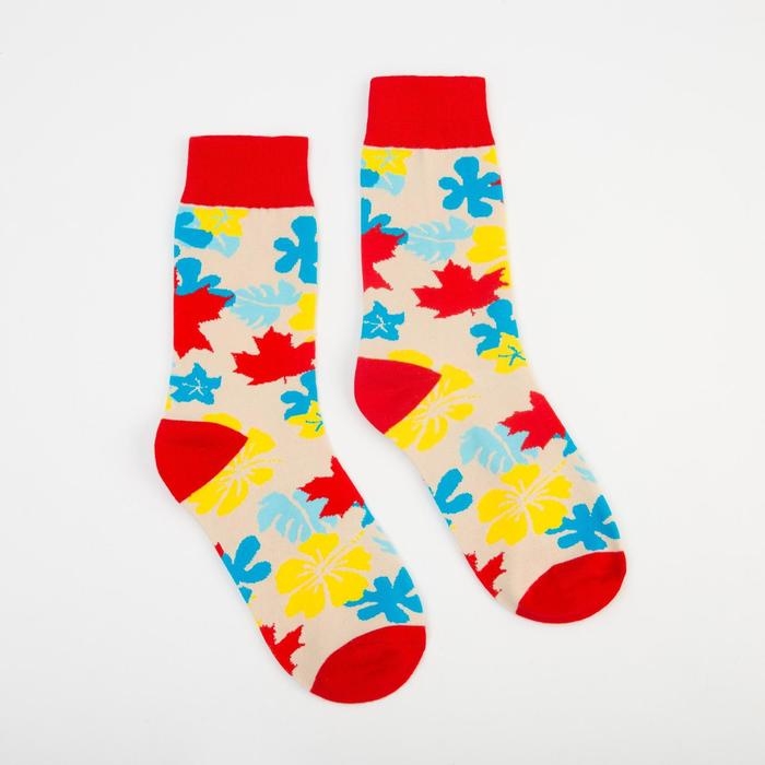 Носки MINAKU &laquo;Листья&raquo;, размер 36-41 (23-27 см)