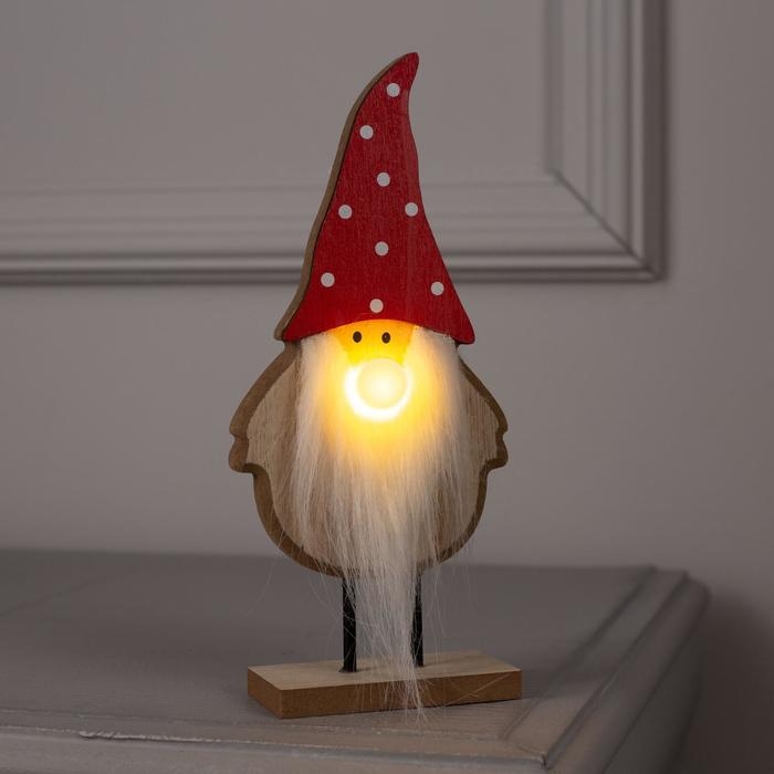 Светодиодная фигура &laquo;Дед Мороз&raquo; 7 &times; 22 &times; 5 см, дерево, батарейки CR2032 (в комплекте), свечение тёплое белое