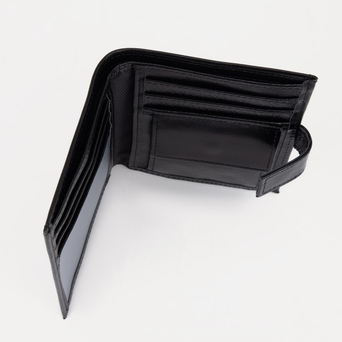 Портмоне мужское на кнопке, для купюр, для карт, для монет, цвет чёрный Портмоне мужское на кнопке, для купюр, для карт, для монет, цвет чёрный