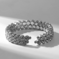 Браслет со стразами &laquo;Шайн&raquo; 2 ряда, цвет белый в серебре