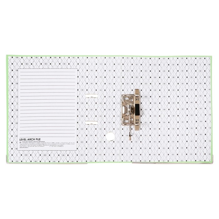 Папка-регистратор А4, 50 мм, Calligrata, ПВХ, тиснение "лен", металлическая окантовка, карман на корешок, собранная, фисташковая, микс