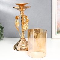 Подсвечник металл, стекло на 1 свечу "Вилас" d-8 см, золото 11,5х11,5х36,5 см Подсвечник металл, стекло на 1 свечу "Вилас" d-8 см, золото 11,5х11,5х36,5 см