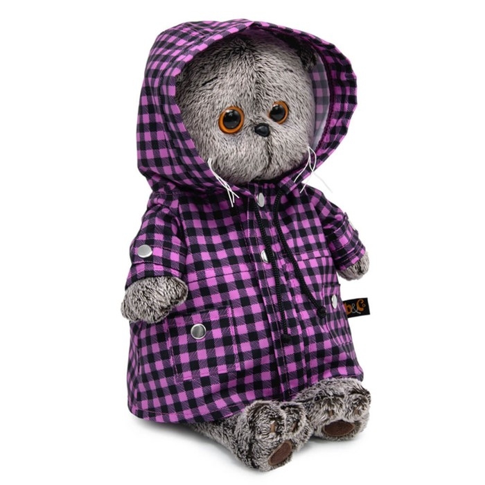 Мягкая игрушка &laquo;Кот Басик&raquo;, в клетчатом плаще, 19 см