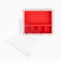 Коробка под 4 конфеты и шоколад с ячейками &laquo;Сердца&raquo; 18.8 х 15.7 х 3 см