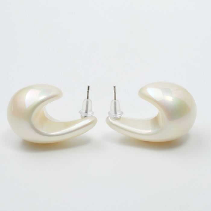 Серьги пластик &laquo;Капля&raquo; гладкие мах, цвет белый