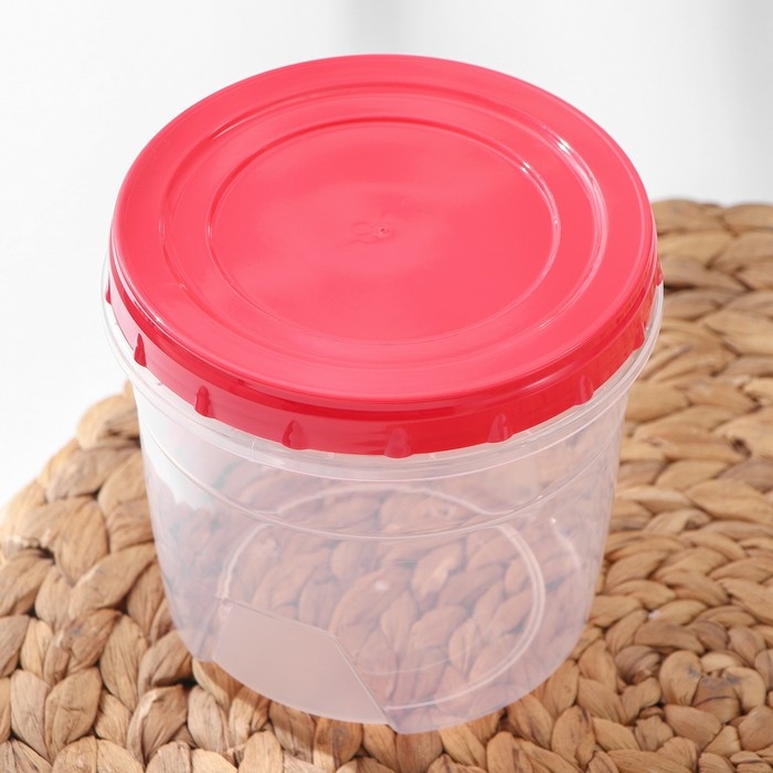 Набор контейнеров круглых с закручивающимися крышками, 2 шт: 500 мл, 1 л, прозрачные, крышки МИКС