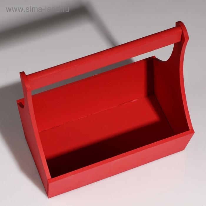 Кашпо деревянное "Виллиан Лонг", с ручкой, красный, 25&times;12,5&times;10(28) см