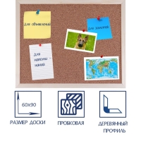 Доска пробковая 60х90 см, Calligrata, в деревянной раме Доска пробковая 60х90 см, Calligrata, в деревянной раме