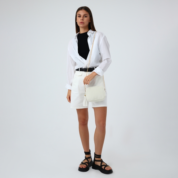 Сумка кросс-боди на молнии, цвет бежевый