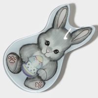 Блюдо стеклянное сервировочное Доляна &laquo;Пасхальный кролик&raquo;, 21&times;13,5&times;1,8 см