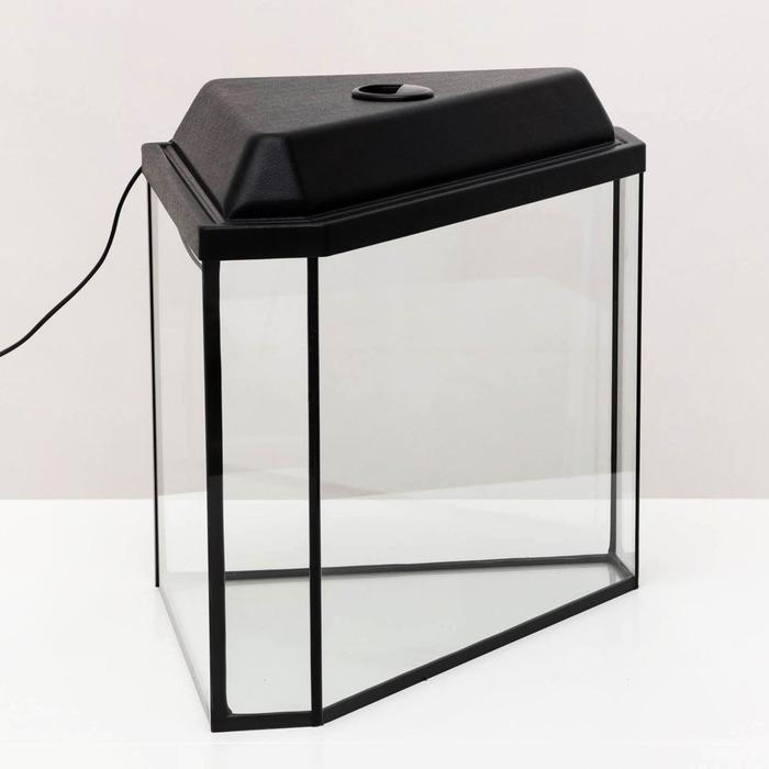 Аквариум "Дельта" угловой с крышкой, 25 литров, 34 х 34 х 31/37,5 см, чёрный