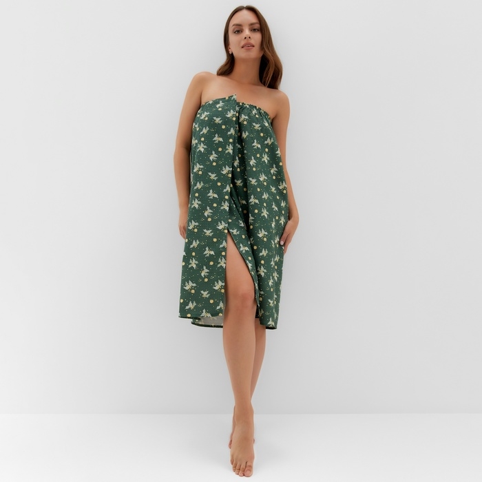 Полотенце для бани "Новогодние шары" жен. парео, 80х144 см, хл., ваф. полотно