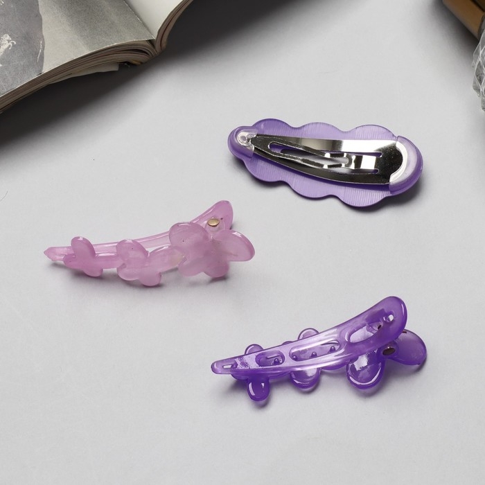 Зажим для волос &laquo;Джаннет&raquo; (набор 3 шт) 5 см, фиолетовый