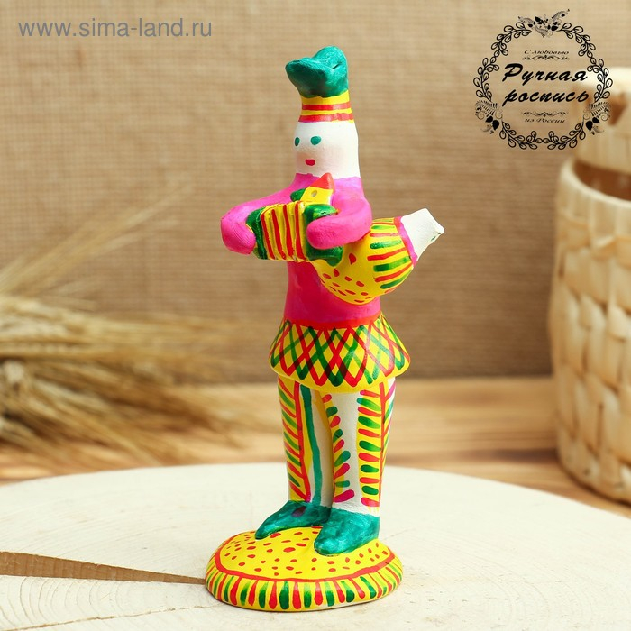 Филимоновская игрушка &laquo;Солдат с гармошкой и со свистулькой&raquo;