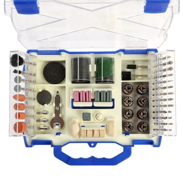 Набор мини-насадок для гравера ТУНДРА, круги, щетки, шарошки, диски, паста, 3.2 мм, 100 шт.