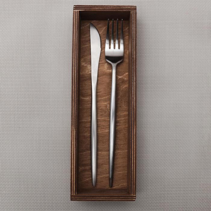 Лоток для подачи столовых приборов Доляна, 25&times;8&times;4 см, цвет коричневый
