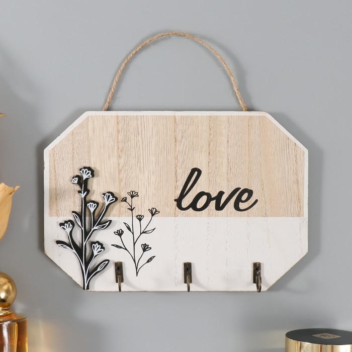 Крючки декоративные дерево Крючки декоративные дерево "Love. Цветение" 20х14 см