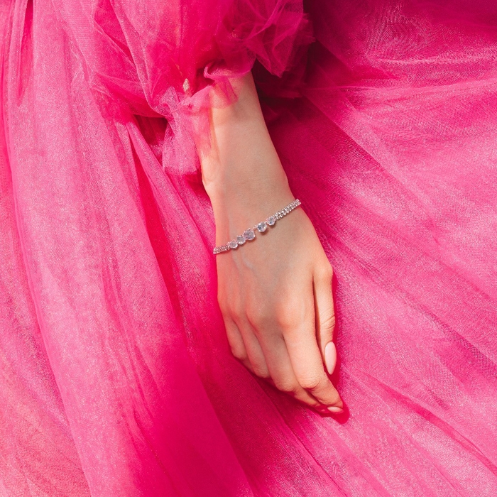 Браслет со стразами &laquo;Циркон&raquo; изыск, дорожка, цвет белый в серебре, 15см