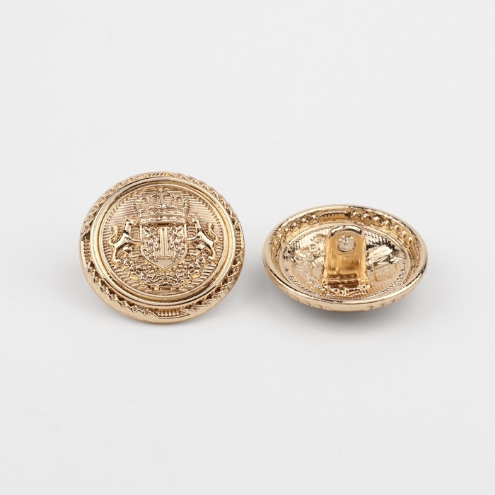 Набор металлических пуговиц на ножке &laquo;Корона&raquo;, d = 20 мм, 5 шт, цвет золотой