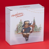 Салатник новогодний Доляна &laquo;Московский мишка&raquo;, 580 мл, 15,5&times;6 см, фарфор, цвет белый