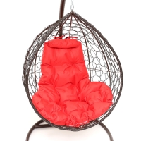 Подвесное кресло КОКОН &laquo;Капля&raquo; красная подушка, коричневая стойка