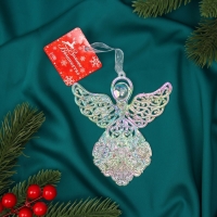 Ёлочная игрушка &laquo;Зимнее волшебство. Ангелок перелив&raquo; пластик, 12х10,5 см, прозрачный