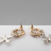 Серьги со стразами &laquo;Крестики&raquo; с колечками, цвет серебряно-золотой