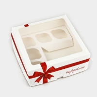 Коробка для капкейков &laquo;Бант&raquo;, 25 &times; 25 &times; 10 см