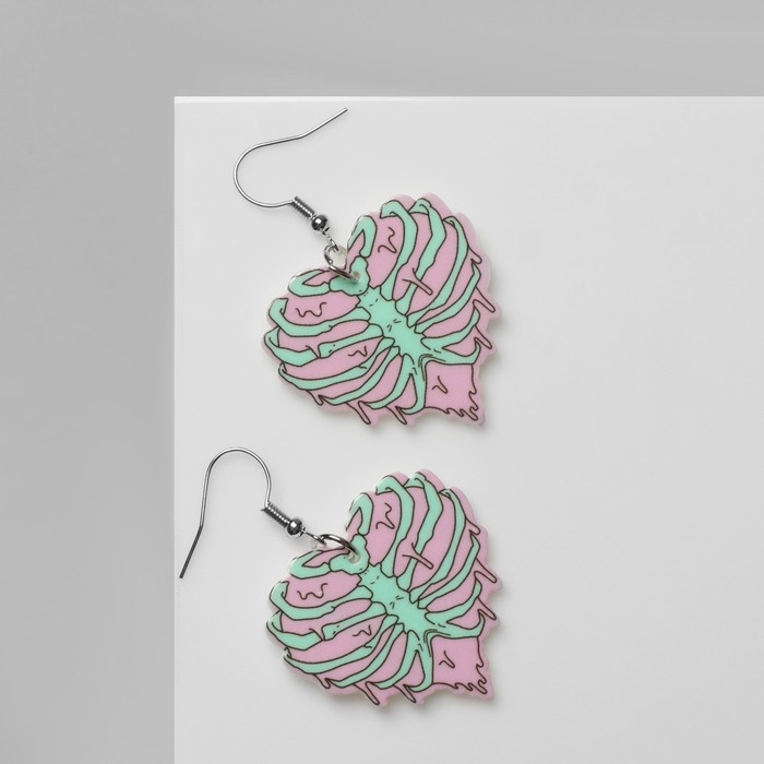 Серьги акрил &laquo;Сердце&raquo; анатомия, цвет зелёно-сиреневый