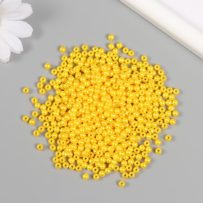Набор бусин Набор бусин "Жемчуг" d 4 мм, 250 гр, желтый