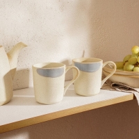 Набор кружек фарфоровых SL Home &laquo;Волны Сардинии&raquo;, 400 мл, цвет бежевый