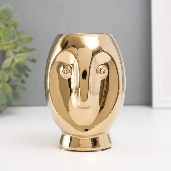 Подсвечник керамика на 1 свечу Подсвечник керамика на 1 свечу "Сова Сипуха" d=3,5 золото 9х8,5х12,5 см