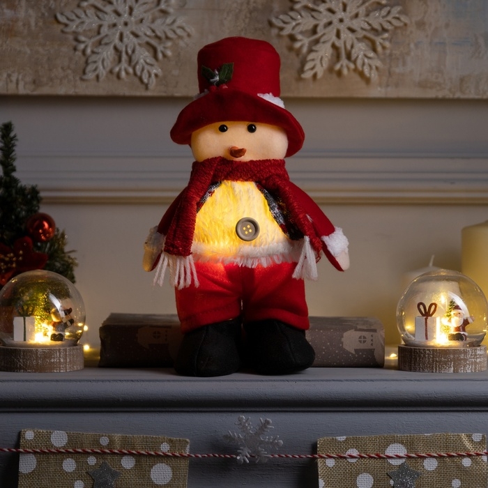 Светодиодная фигура «Снеговик» 13 × 30 × 8 см, текстиль, батарейки LR1130х3 (в комплекте), свечение тёплое белое Светодиодная фигура «Снеговик» 13 × 30 × 8 см, текстиль, батарейки LR1130х3 (в комплекте), свечение тёплое белое